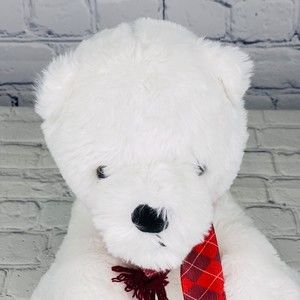 Animal Adventure Polar Bear White Red Scarf Christmas Stuffed Animal Plush Toy